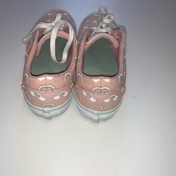 Vans Off The Walls Classic Pink Rainbow Canvas Skate Shoe Lace Up Missy Size 2 - Picture 3 of 5